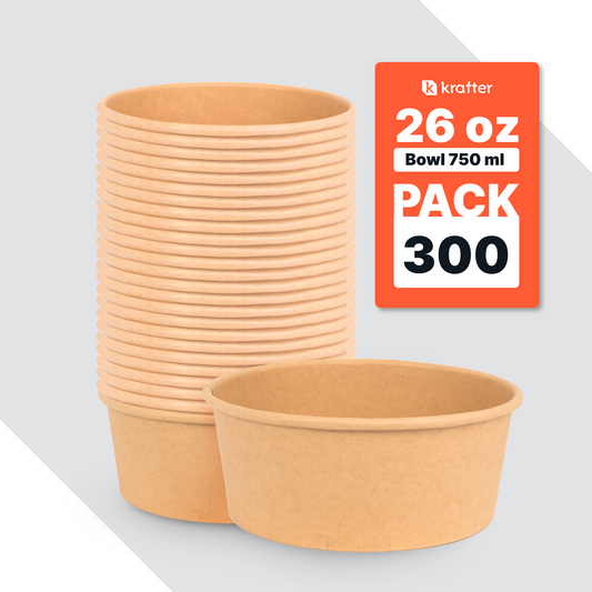 Bowl Kraft 26 oz Caja por 300 Unidades